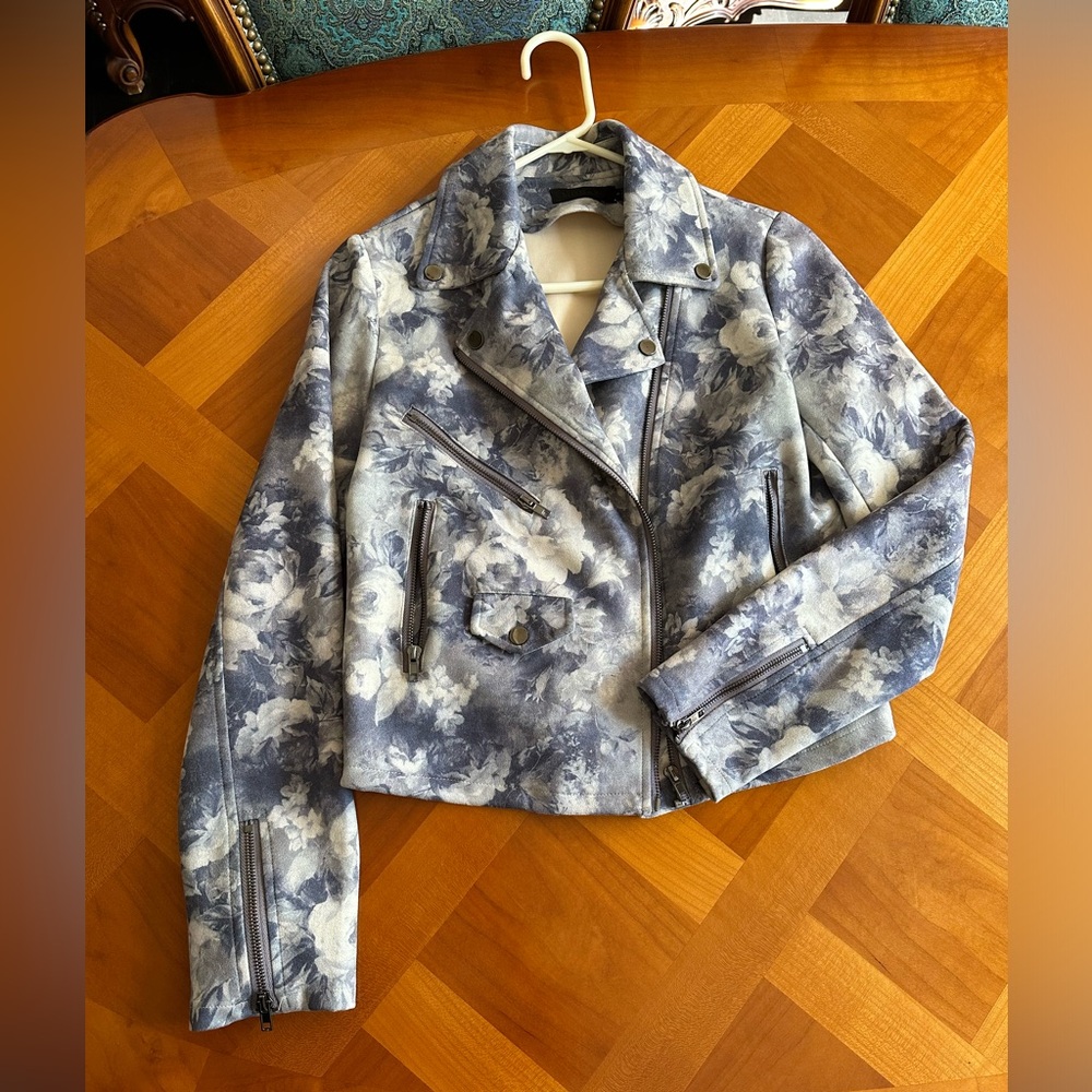 Anthropologie Women’s S Purple Floral Moto Jacket Feminine Edgy